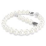 Matrix bracelet Crystal pearl, White, Rhodium plated